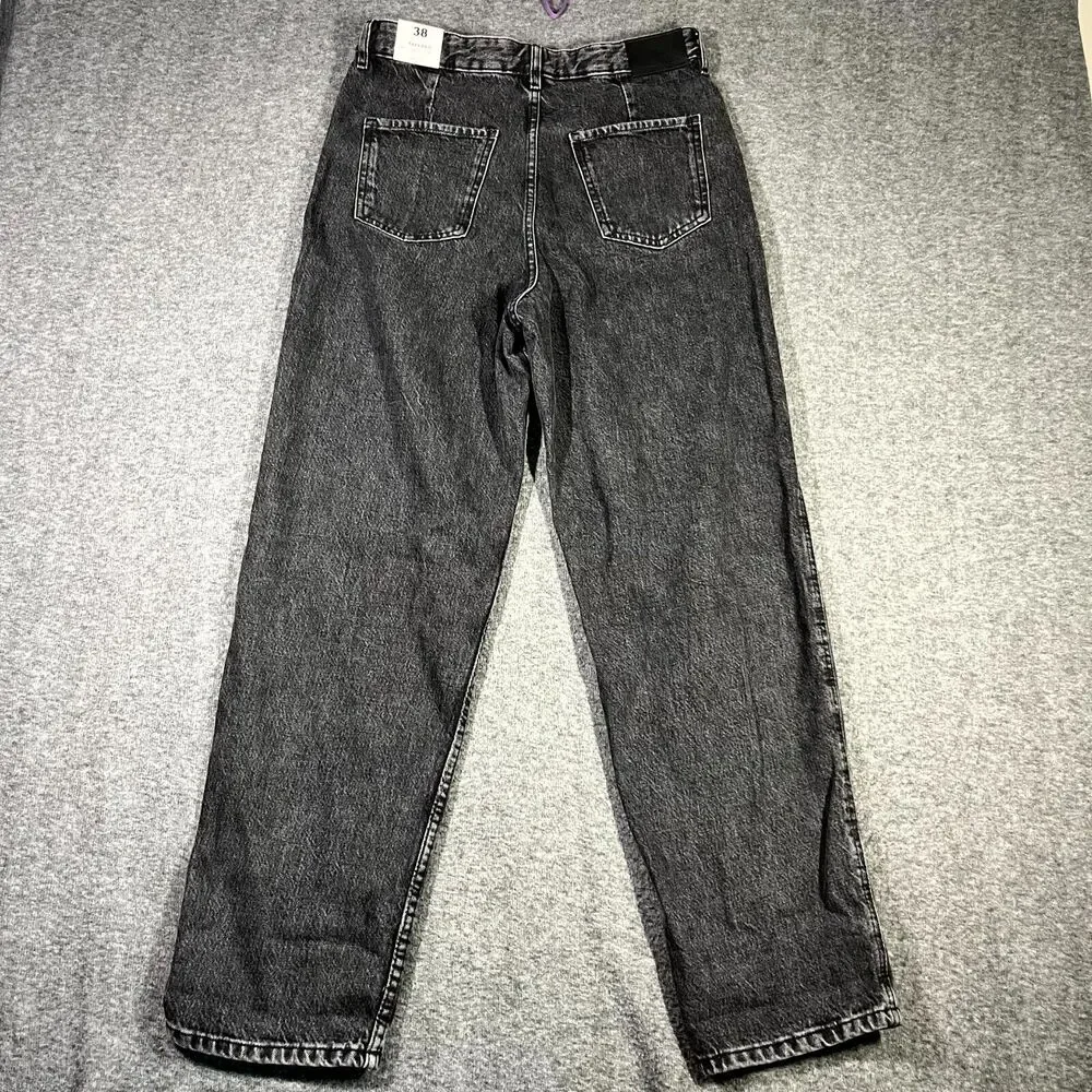 MNG Mango High Waist Tapered Fit Jeans Black Womens Size USA 6 EUR 38 (30x30) - Picture 14 of 15